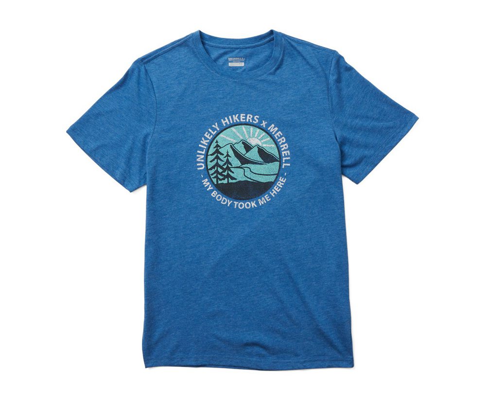 Merrell Short Sleeve Blue - Unlikely Hikers X Tee - Mens 18WMNTIGZ